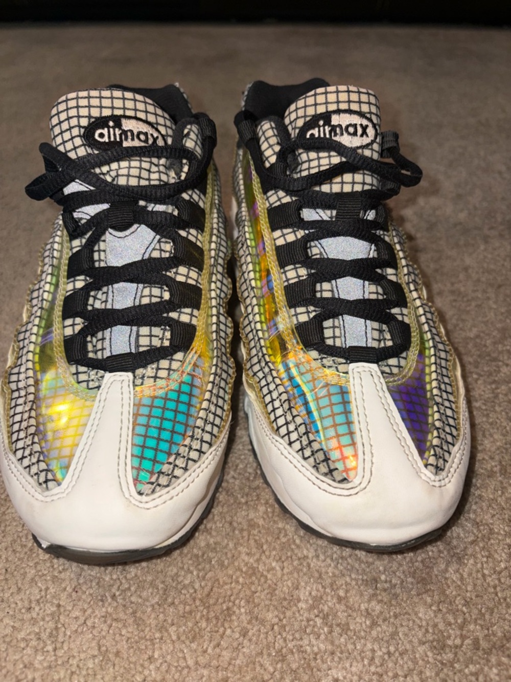 Nike Kids Iridescent Grid Air Max Sneakers - White/Black/Multicolor